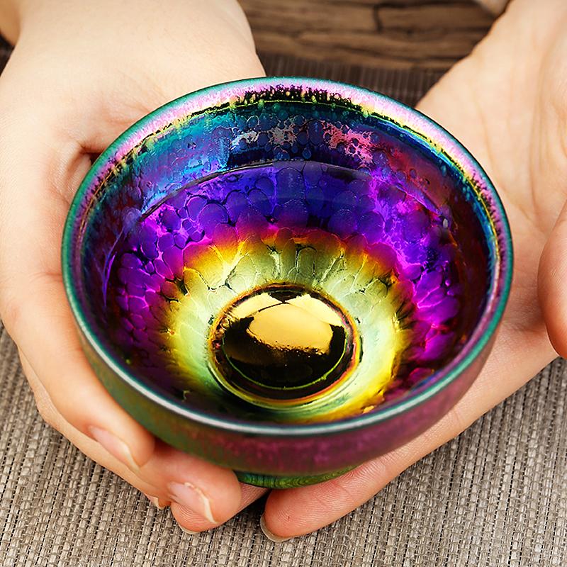 【稀少品】宋時代　天目茶碗 建盞 茶道具 BL2--6 耀变建盏/ 曜変天目茶碗の陶片(南宋時代13世紀、高さ6.8cm, 口径