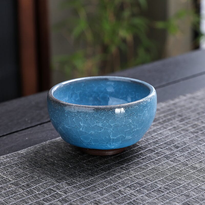 青い湖天目茶碗