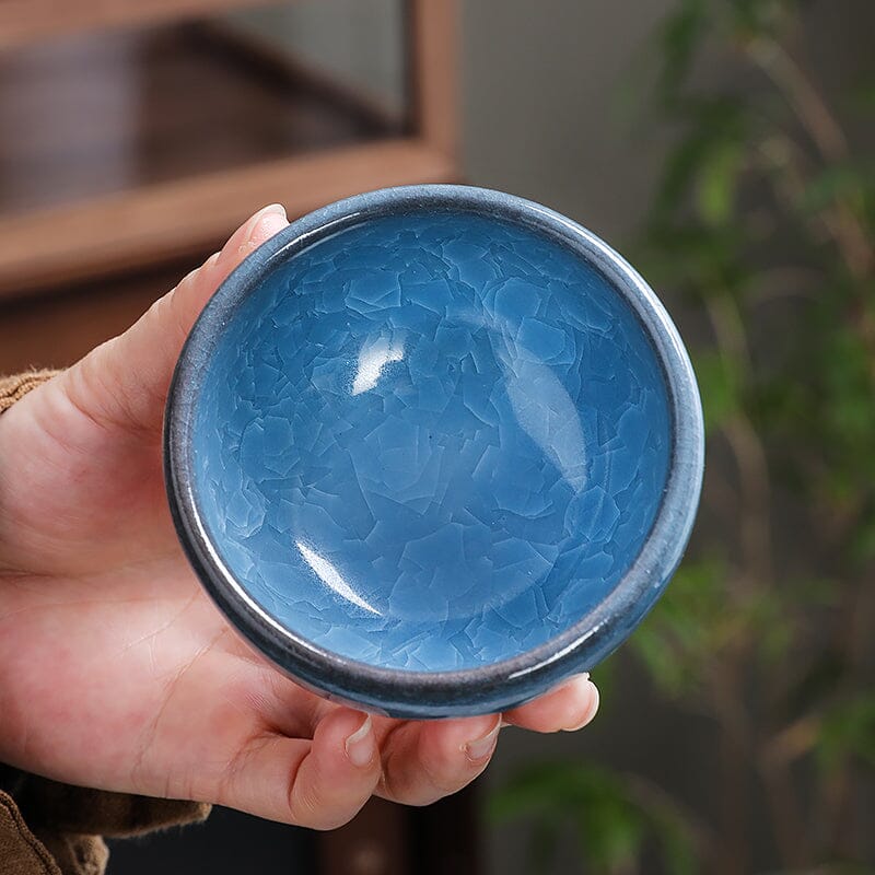 青い湖天目茶碗