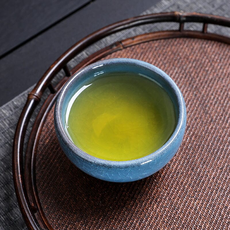 青い湖天目茶碗